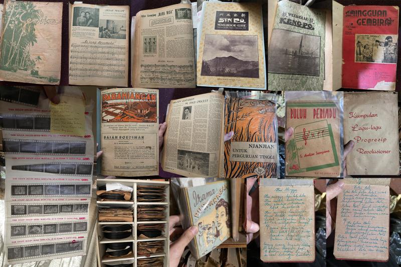 Magazines, shellac records, negative films and music sheets