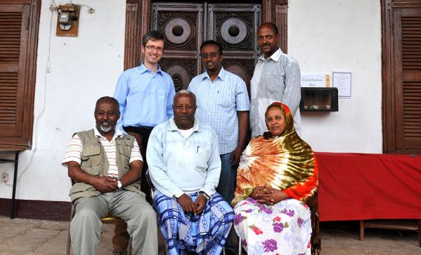 The Musuem team. From top left clockwise: Simone Tarsitani, Haywan Abdulahi Ali, Munir Sherif, Sa’ada – wife of Abdulahi, Abdulahi Ali Sherif, Ahmed Zekaria